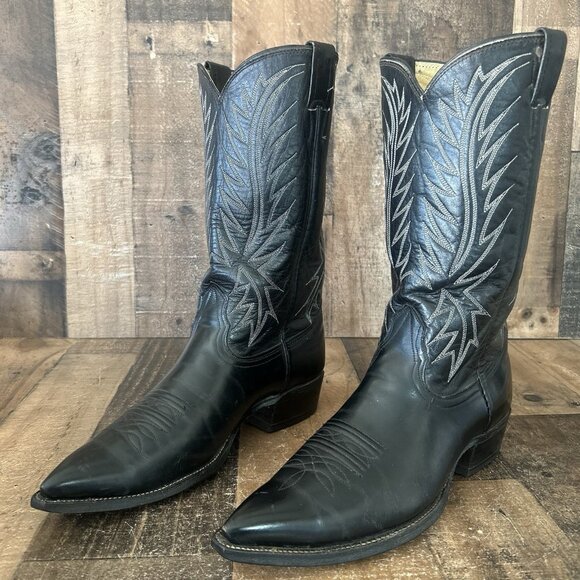 Nocona Vintage Pointed Toe Western Cowboy Boots Mens 9.5 E - Picture 2 of 12
